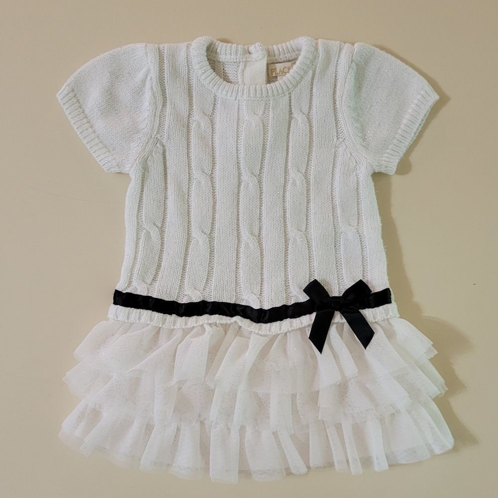 PLACE White Knitted & Tulle Party Dress
